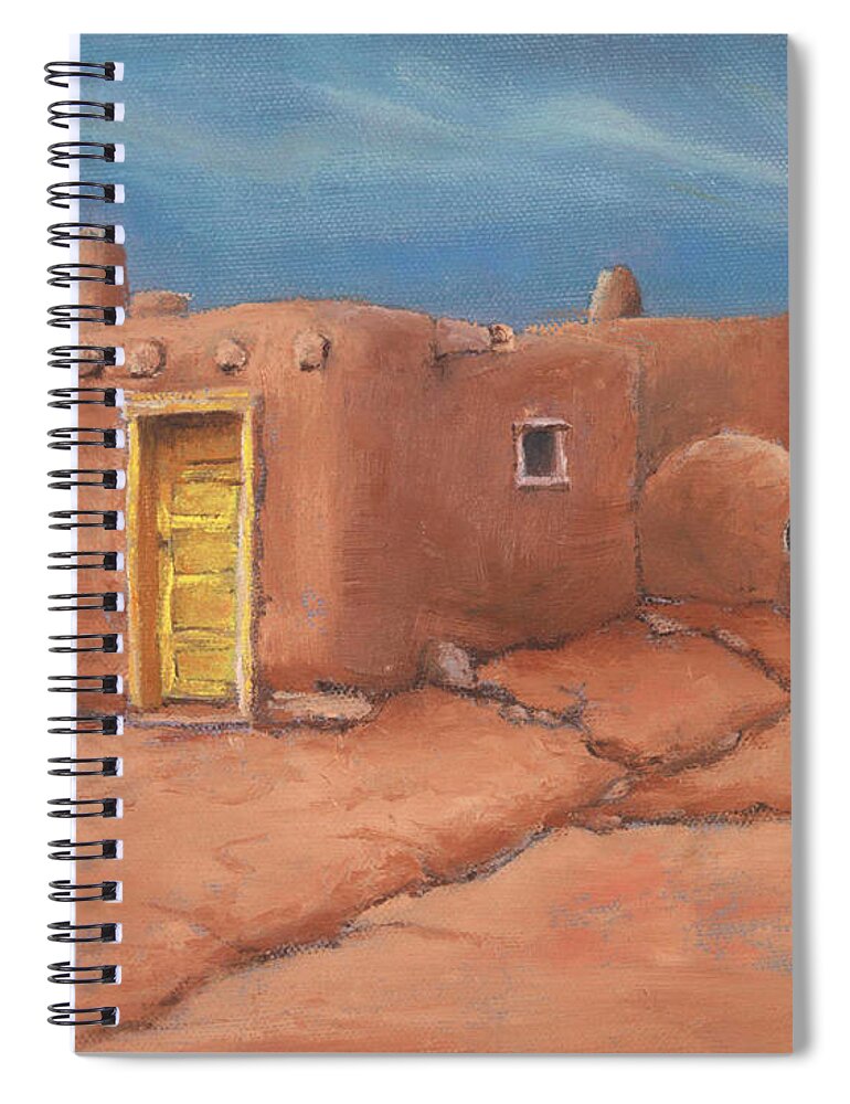 Taos Spiral Notebook featuring the painting One Yellow Door by Jerry McElroy
