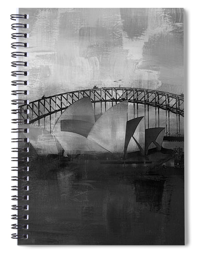 Sydney Spiral Notebook featuring the painting Opera House 01 by Gull G