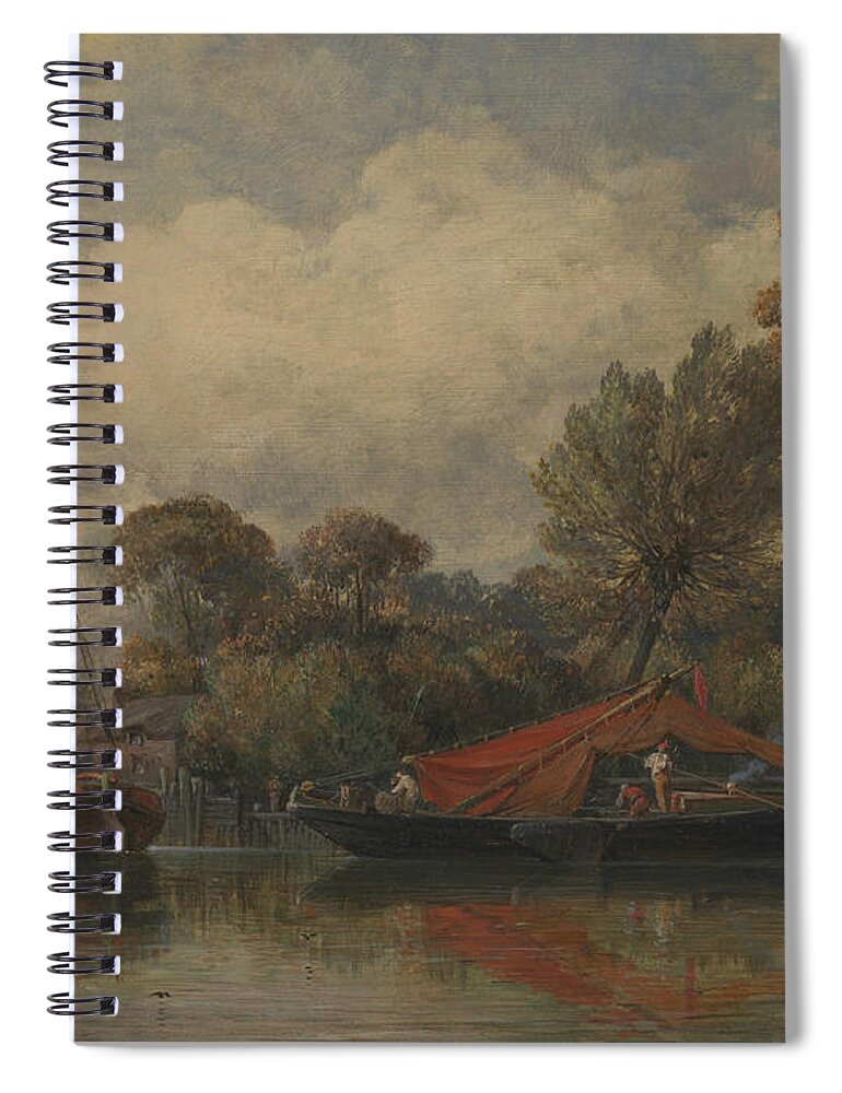 19th Century Art Spiral Notebook featuring the painting Opposite my House at Barnes by Edward William Cooke