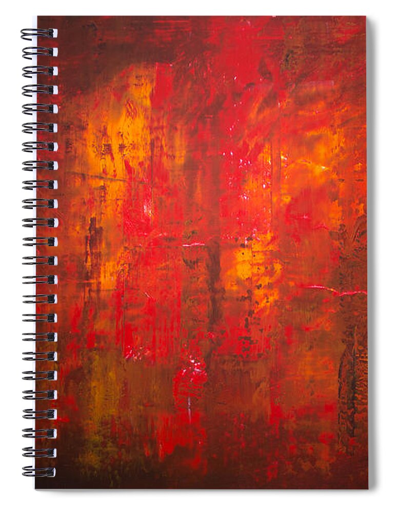 Derek Kaplan Art Spiral Notebook featuring the painting Opt.47.15 Forest Fire by Derek Kaplan
