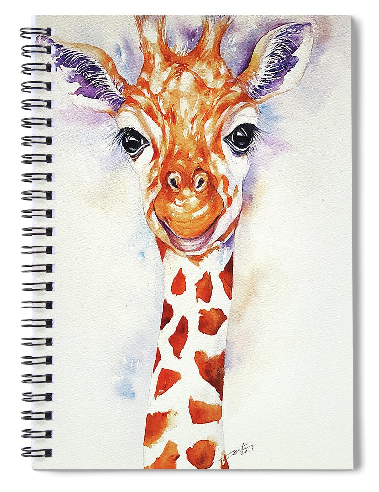 Giraffe Spiral Notebook featuring the painting Orange Chocolate by Arti Chauhan