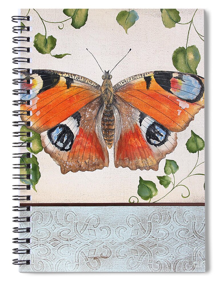 Butterfly Spiral Notebook featuring the painting Orange Dream Butterfly-JP3878 by Jean Plout