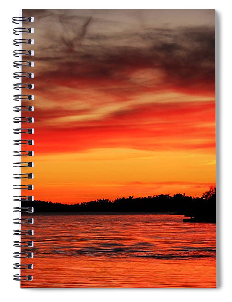 Moonlight Bay Spiral Notebook featuring the photograph Orange Glow At Sunset by Debbie Oppermann