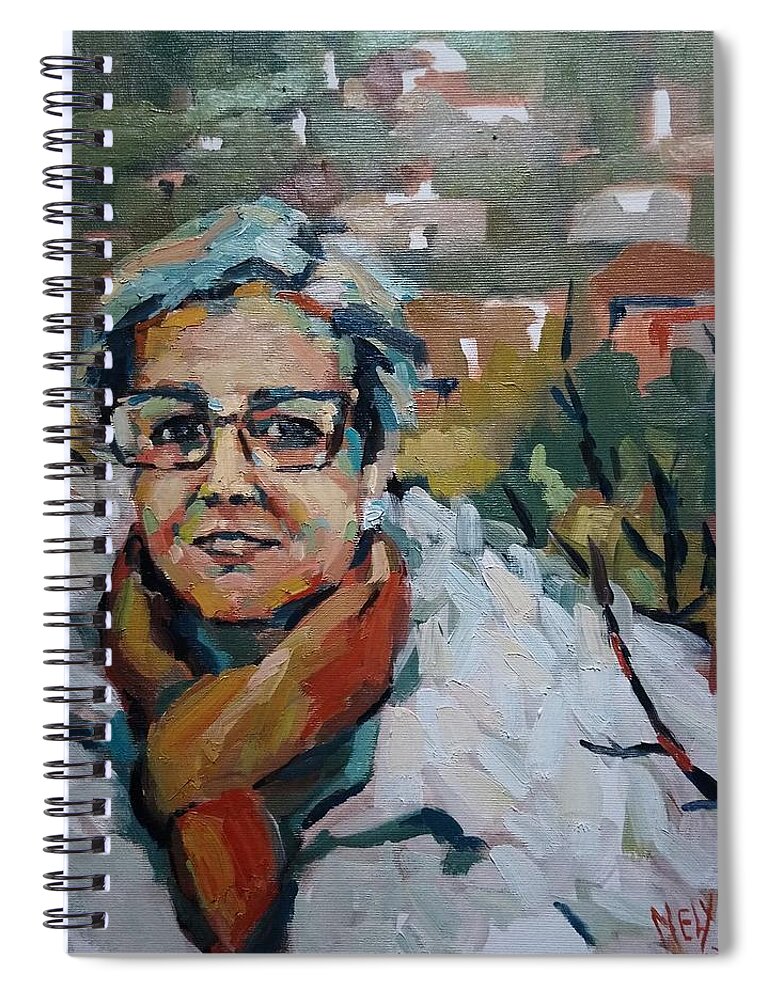 Portrait Spiral Notebook featuring the painting Orange Winter by Nelya Pinchuk