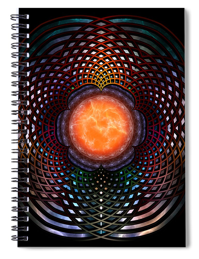 Orb Spiral Notebook featuring the digital art Orb Moon Rings by Rolando Burbon