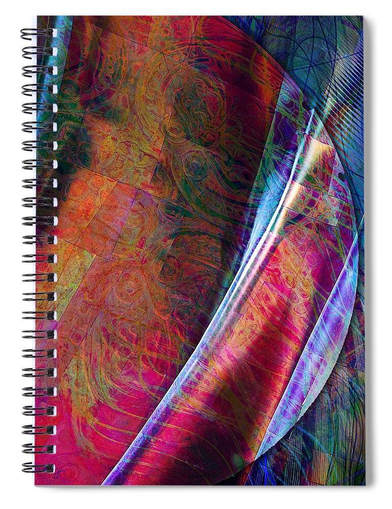 Abstract Spiral Notebook featuring the digital art Orbit II by Barbara Berney