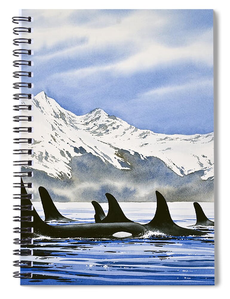 Orca Spiral Notebook featuring the painting Orca by James Williamson
