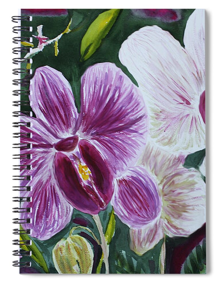 Orchid Spiral Notebook featuring the painting Orchid at AOS 2010 by Donna Walsh