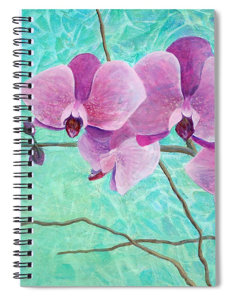 Flower Spiral Notebook featuring the painting Orchids in Pink by Arlissa Vaughn