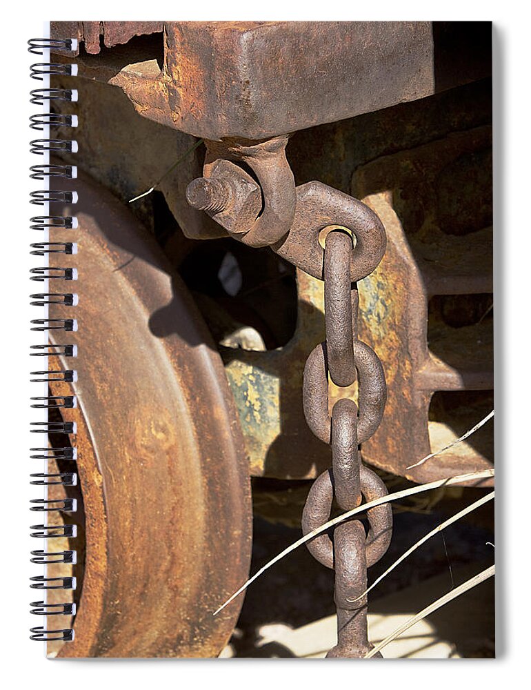 Chain Spiral Notebook featuring the photograph Ore Car Chain by Phyllis Denton