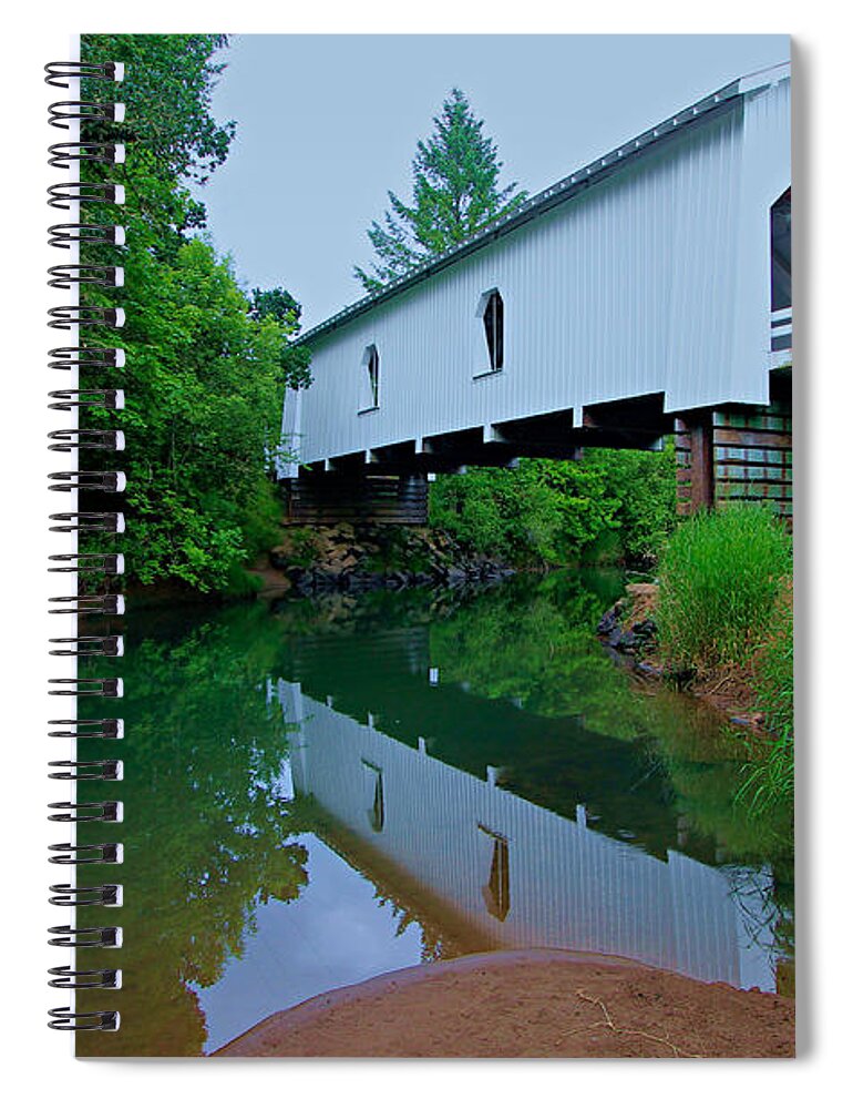 Oregon Spiral Notebook featuring the photograph Oregon Covered Bridge by Sean Sarsfield