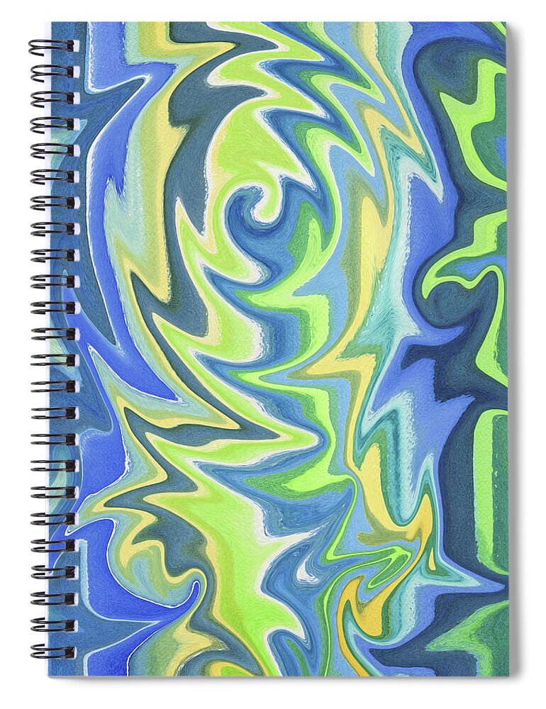 Abstract Spiral Notebook featuring the painting Organic Abstract Swirls Cool Blues by Irina Sztukowski