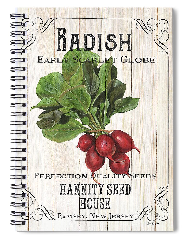 Radishes Spiral Notebook featuring the painting Organic Seed Packet 3 by Debbie DeWitt