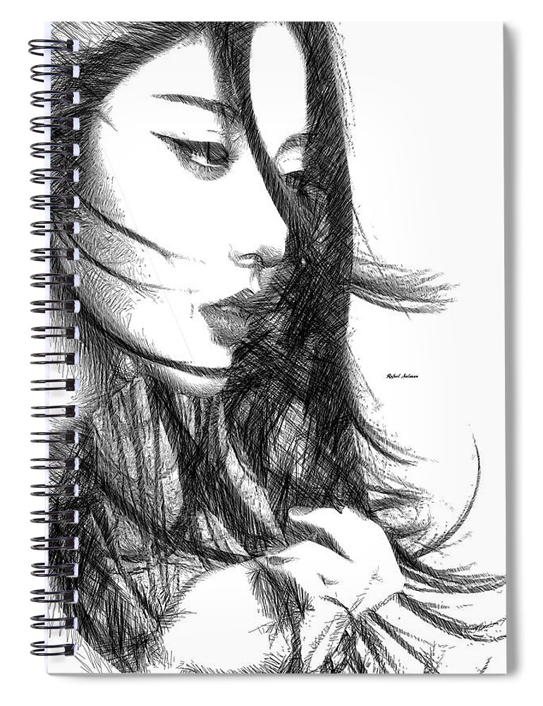 Rafael Salazar Spiral Notebook featuring the digital art Oriental Female Sketch by Rafael Salazar