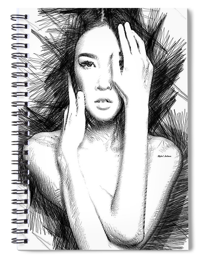 Rafael Salazar Spiral Notebook featuring the digital art Oriental Figure sketch by Rafael Salazar