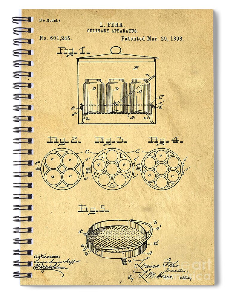 Kitchen Spiral Notebook featuring the photograph Original Patent for canning jars by Edward Fielding