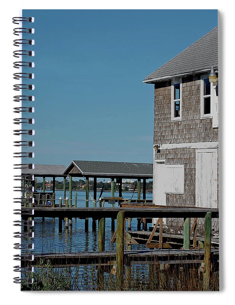Historic Spiral Notebook featuring the photograph Ormond Yacht Club Est 1910 by DigiArt Diaries by Vicky B Fuller