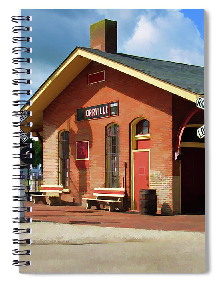 Orrville Ohio Spiral Notebook featuring the photograph Orrville Train Station by Roberta Byram