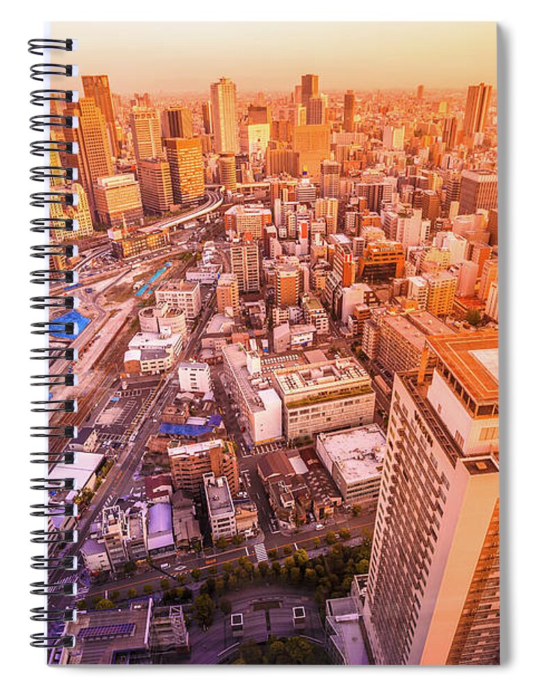 Osaka Spiral Notebook featuring the photograph Osaka Umeda District by Benny Marty