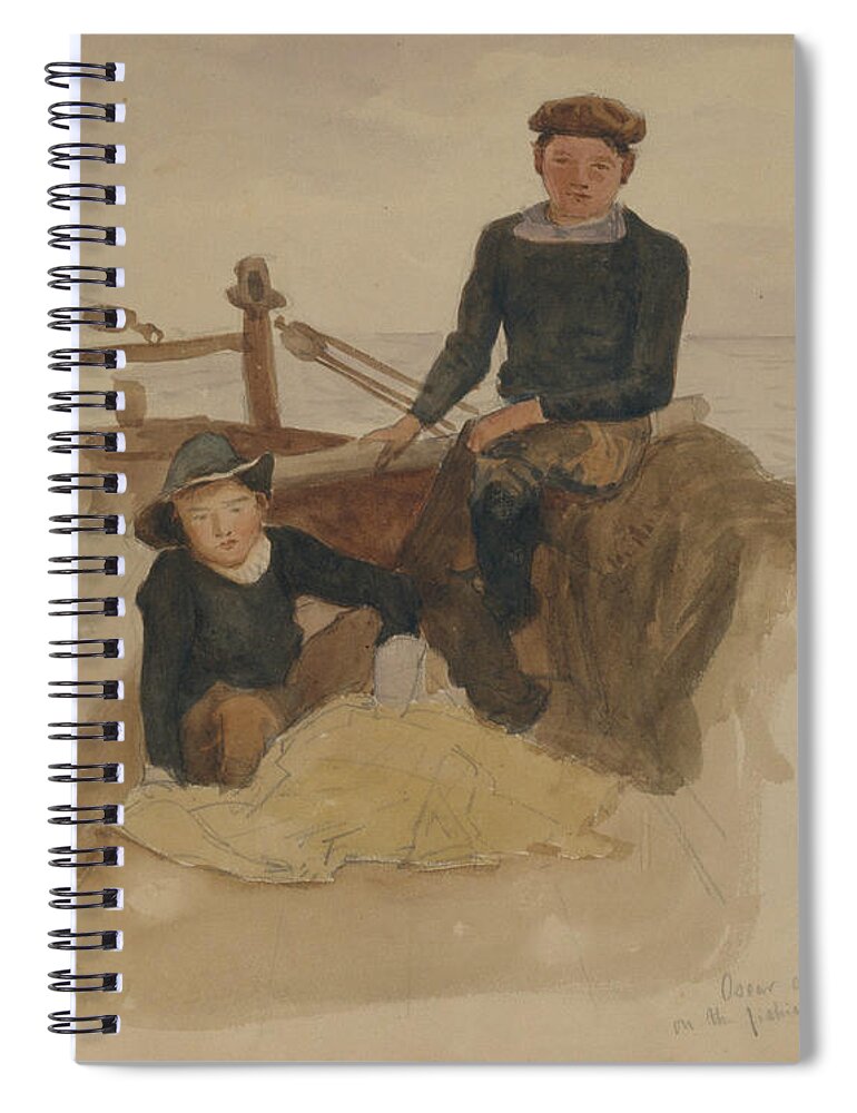 19h Century Art Spiral Notebook featuring the drawing Oscar and Bobino on the Fishing Smack by John Singer Sargent