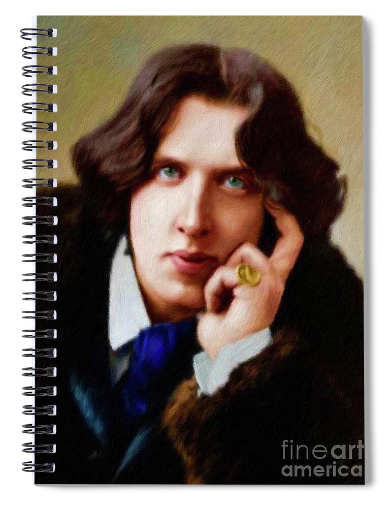 Oscar Spiral Notebook featuring the painting Oscar Wilde, Literary Legend by Esoterica Art Agency