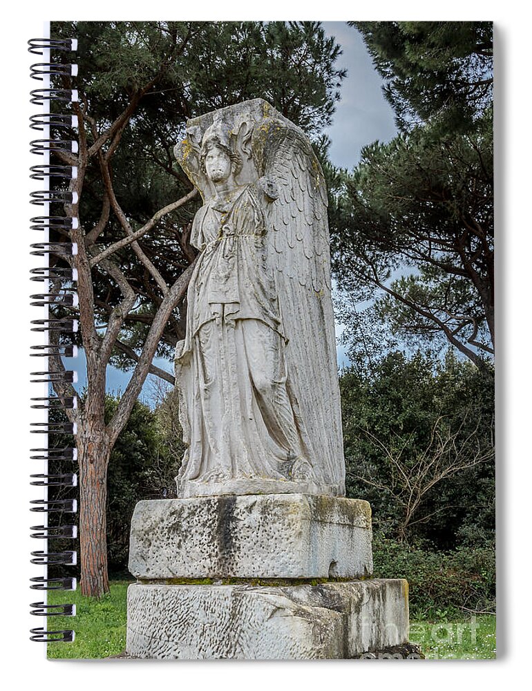 Ostia Antica - Minerva As Victory Spiral Notebook featuring the photograph Ostia Antica - Minerva as Victory by Debra Martz