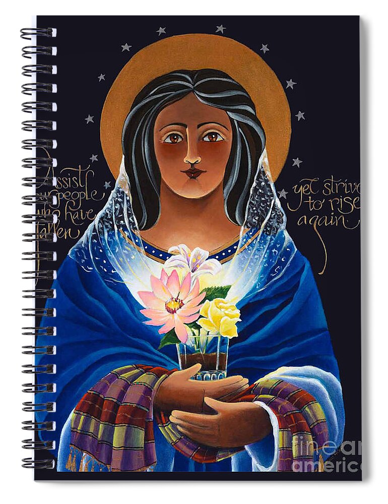 Our Lady Of Light: Help Of The Addicted Spiral Notebook featuring the painting Our Lady of Light - Help of the Addicted - MMLOL by Br Mickey McGrath OSFS