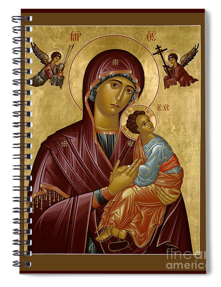 Our Lady Of Perpetual Help Spiral Notebook featuring the painting Our Lady of Perpetual Help - RLOPH by Br Robert Lentz OFM