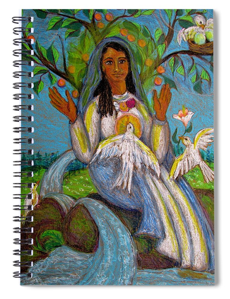 Creation Spiral Notebook featuring the painting Our Lady of the Forest by Sarah Hornsby