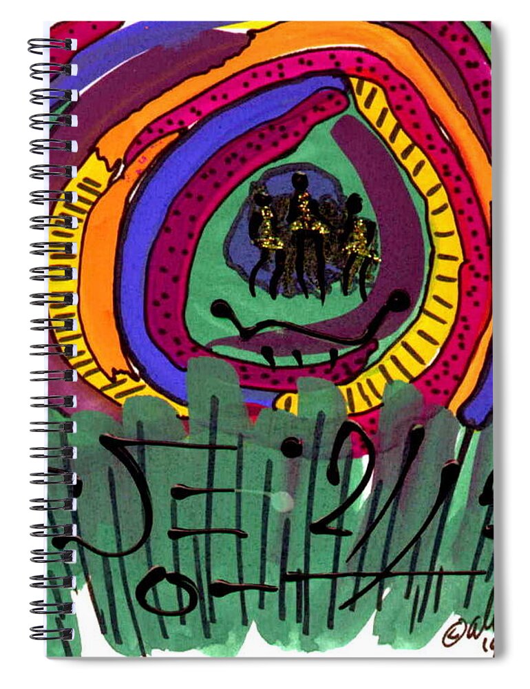 Abstract Spiral Notebook featuring the mixed media Our Own Colorful World II by Angela L Walker