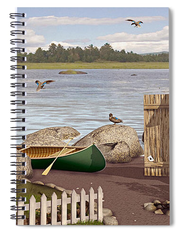 Outhouse Spiral Notebook featuring the painting Out ThayUh by Peter J Sucy