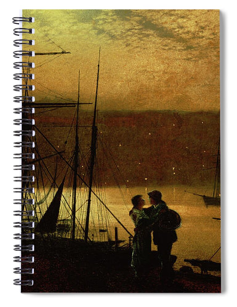 Grimshaw Spiral Notebook featuring the painting Outward Bound A view of Whitby, 1887 by John Atkinson Grimshaw