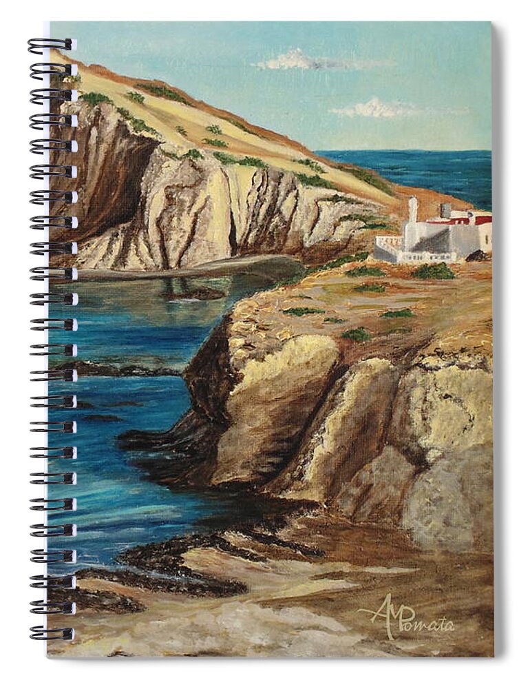 Beach Spiral Notebook featuring the painting Over The Beach And Far Away by Angeles M Pomata