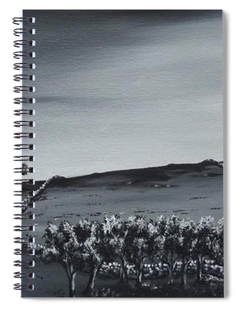 Trees Spiral Notebook featuring the painting Over The Hill. by Kenneth Clarke