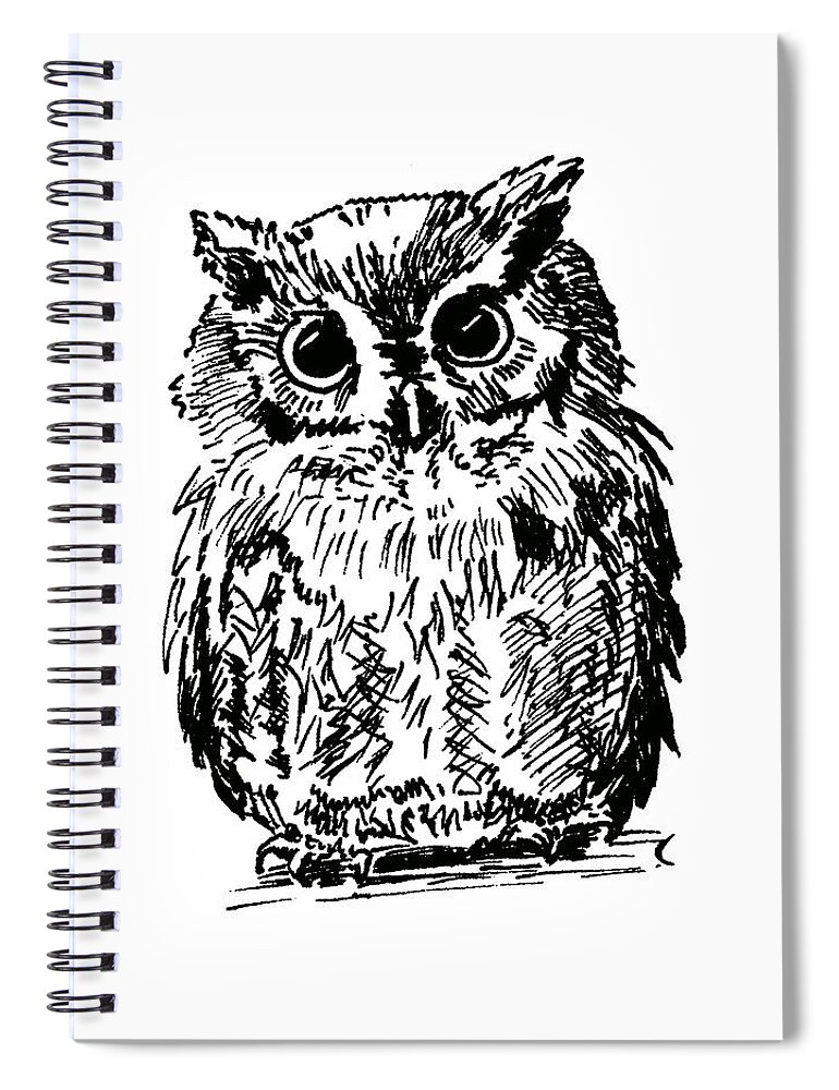 Bird Spiral Notebook featuring the painting Owl by Masha Batkova