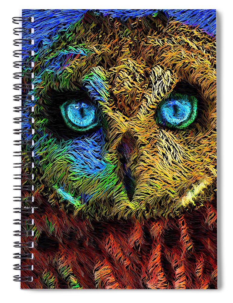 Rafael Salazar Spiral Notebook featuring the digital art Owl by Rafael Salazar