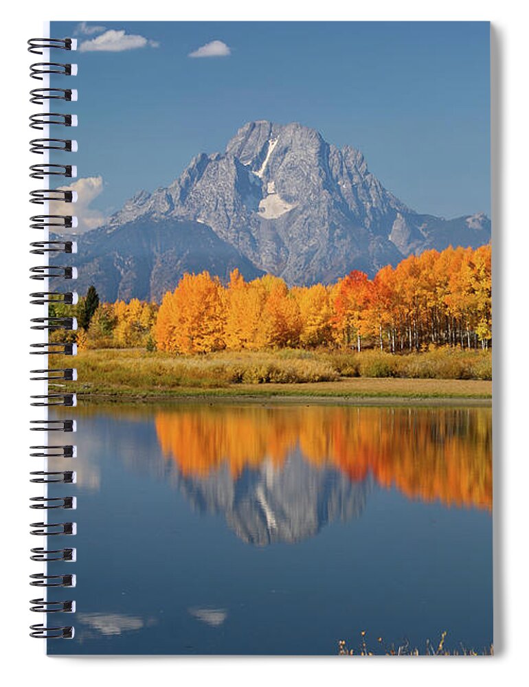 Grand Tetons Spiral Notebook featuring the photograph Oxbow Bend Reflection by Wesley Aston