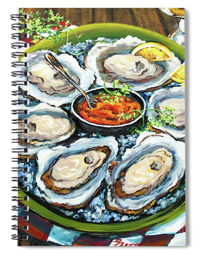 Oysters Spiral Notebook featuring the painting Oysters on the Half Shell by Dianne Parks