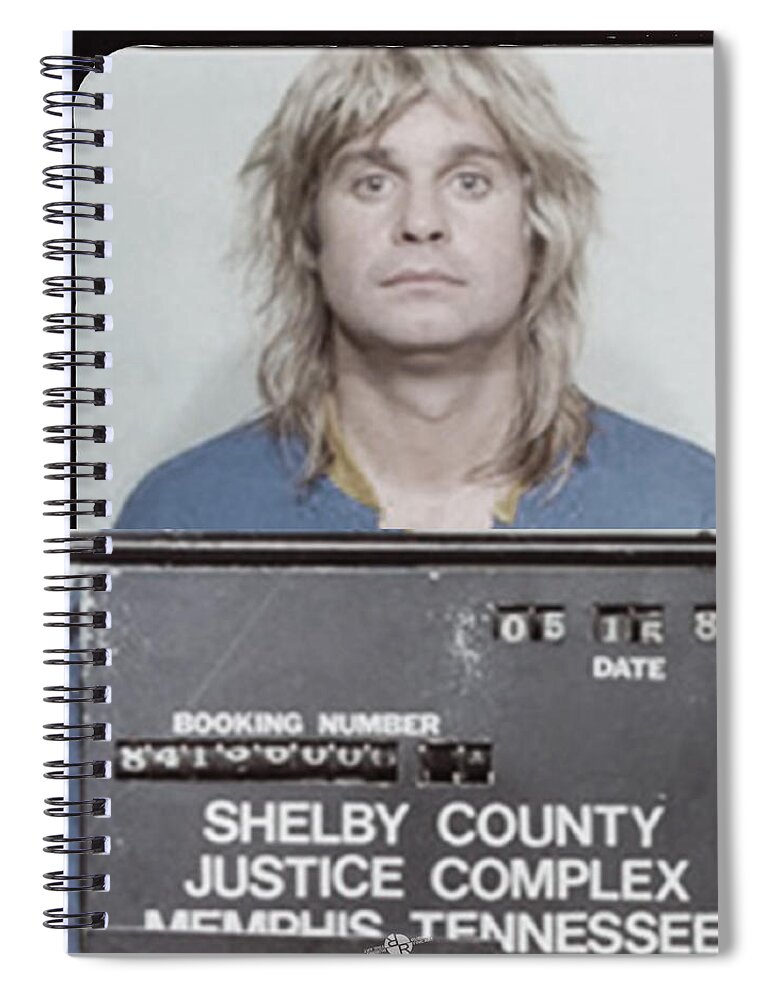 Ozzy Osbourne Spiral Notebook featuring the painting Ozzy Osbourne Mug Shot Muted Vertical by Tony Rubino