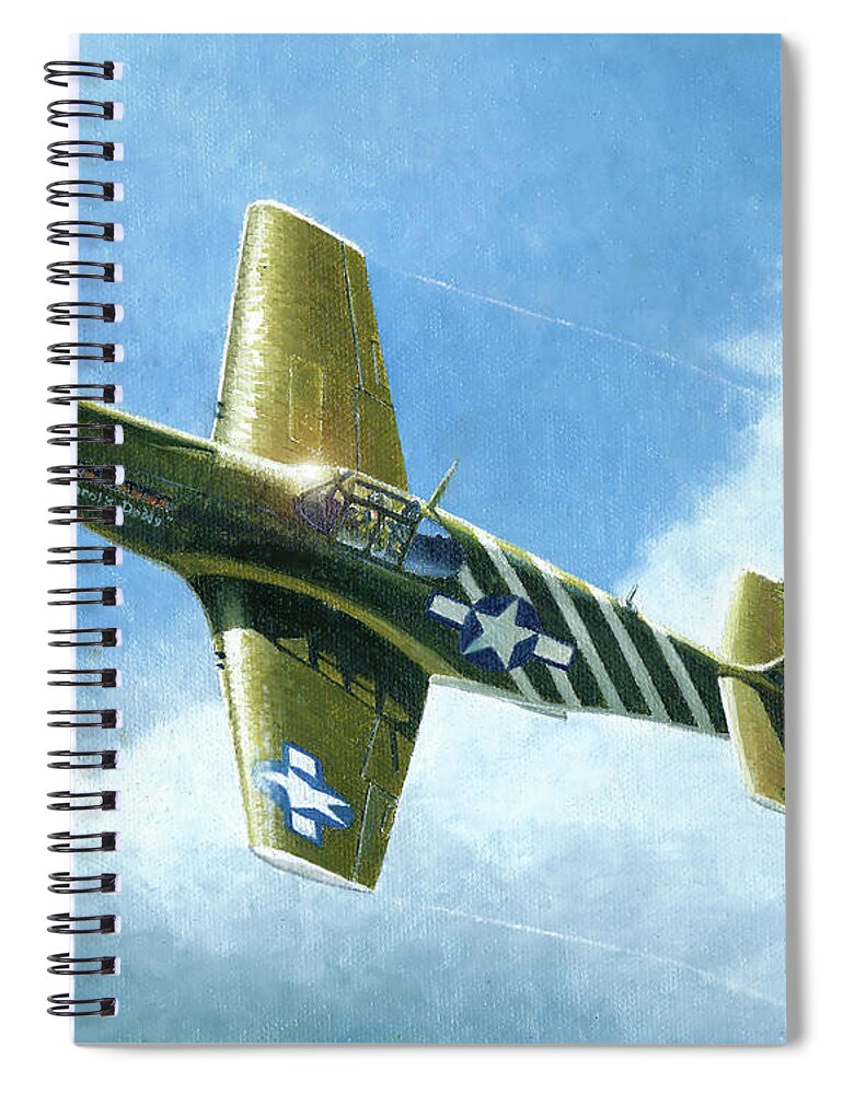 Aviation Art Spiral Notebook featuring the painting P-51A Mustang by Douglas Castleman