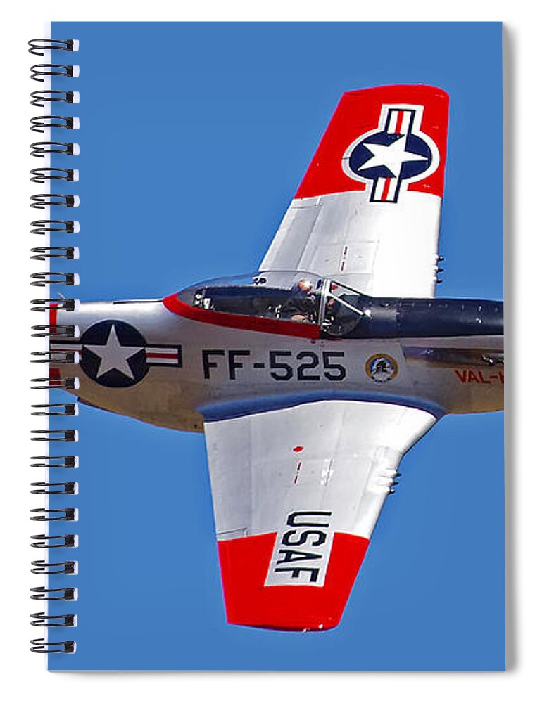 Images Spiral Notebook featuring the photograph P-51D Mustang Flyby by Rick Bures