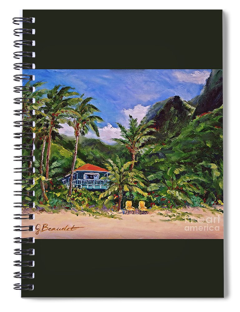 Tropical Spiral Notebook featuring the painting P F by Jennifer Beaudet