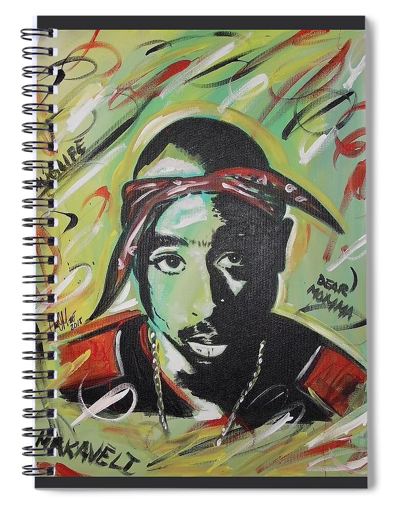 2pac Spiral Notebook featuring the painting Pac Mentality by Antonio Moore