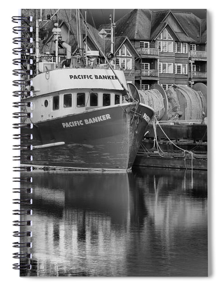 Black And White Spiral Notebook featuring the photograph Pacific Banker Black And White by Adam Jewell