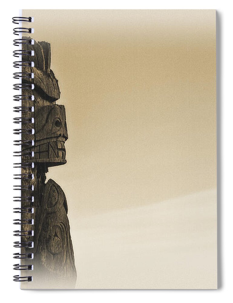 Sign Spiral Notebook featuring the photograph Pacific Northwest Totem Pole Old Yellow by Pelo Blanco Photo