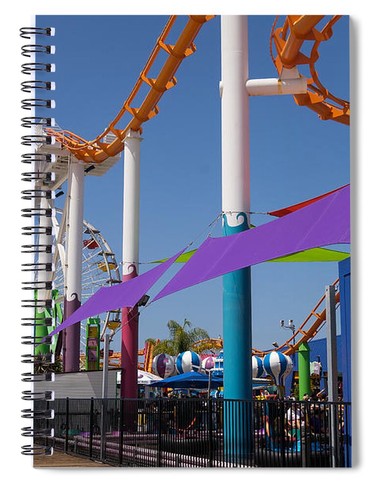 Santa Monica Spiral Notebook featuring the photograph Pacific Park at Santa Monica Pier in Santa Monica California DSC3681 by Wingsdomain Art and Photography