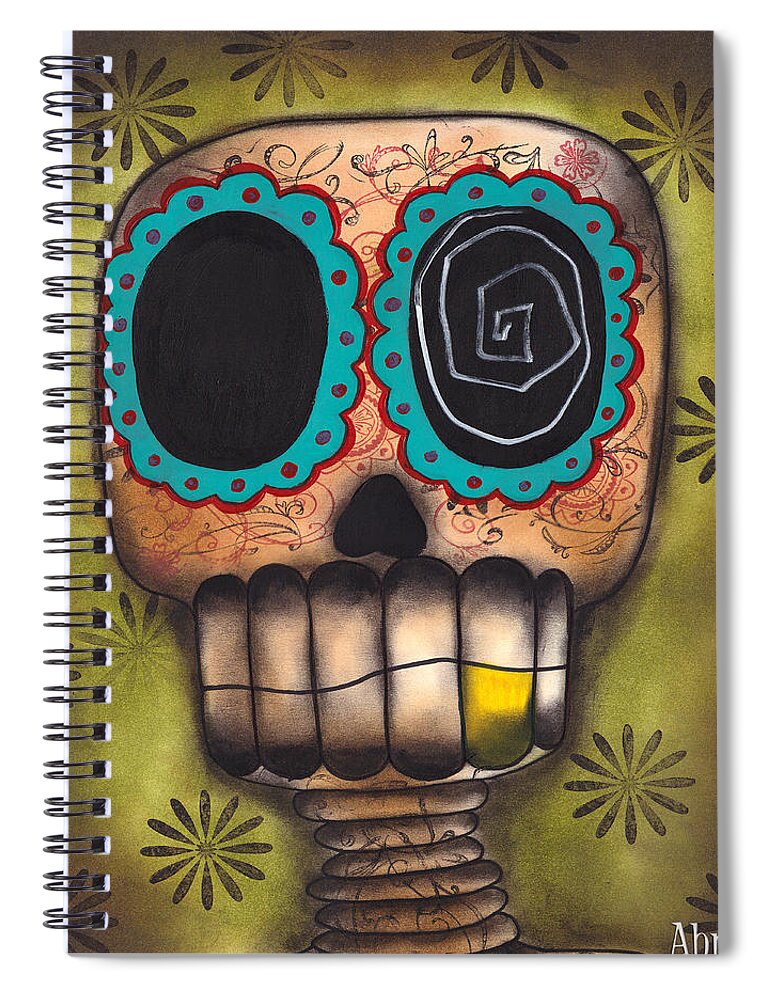 Day Of The Dead Spiral Notebook featuring the painting Paco el Feliz by Abril Andrade
