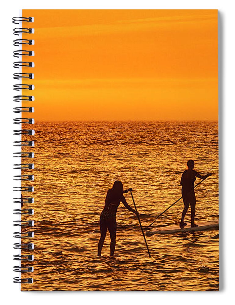 Paddelboards Spiral Notebook featuring the photograph Paddelboarding at Sunrise by David Kay