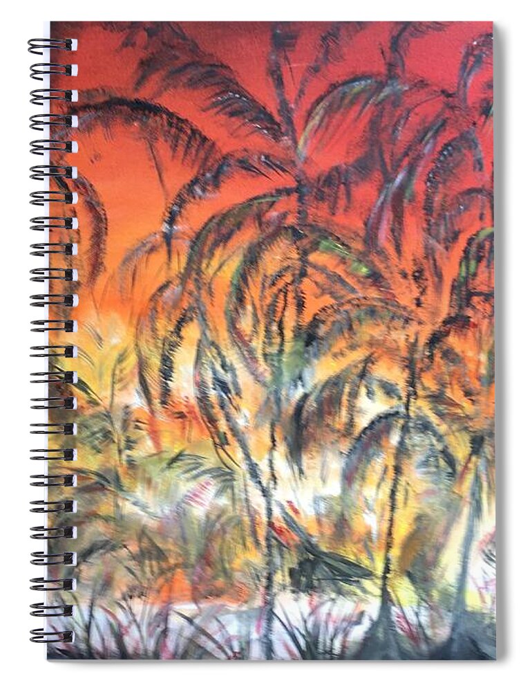 Effusive Eruptions Spiral Notebook featuring the painting Lava Ahi by Michael Silbaugh