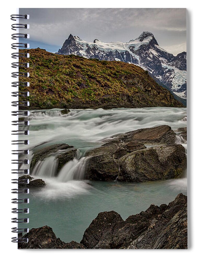 Patagonia Spiral Notebook featuring the photograph Paine River Rapids #2 - Patagonia by Stuart Litoff